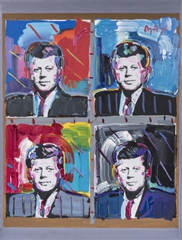 1995 John F. Kennedy Original Oil Painting On Canvas By Peter Max On 36x48 Framed Backing (Abdul-Jabbar LOA)
